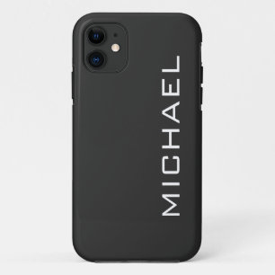 Soot Black Solid Colour Minimalist Name iPhone 11 Case