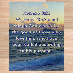 Soothing Bible Verse Romans 8:28 Christian Jigsaw Puzzle