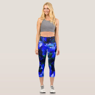 Soothing Blue Beads Capri Leggings