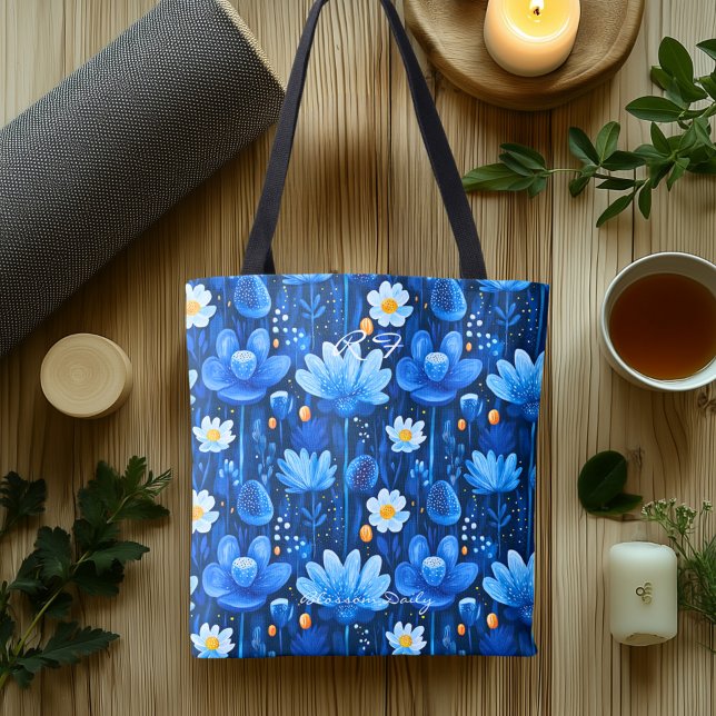 Soothing Blue Blossom Wellness Tote Bag (Creator Uploaded)
