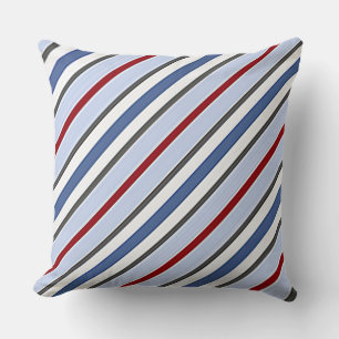 Soothing Blue w/Red Stripe Throw Pillow