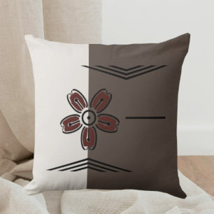 Soothing Cherry Blossom Earth Tones Throw Pillow