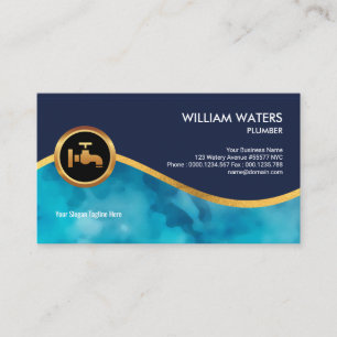 Soothing Clear Blue Water Supply Wave Plumber Business Card