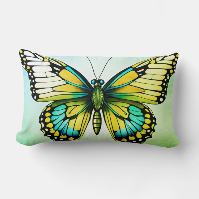 "Soothing Dreams with a Butterfly Touch" "Elegance Lumbar Cushion (Front)