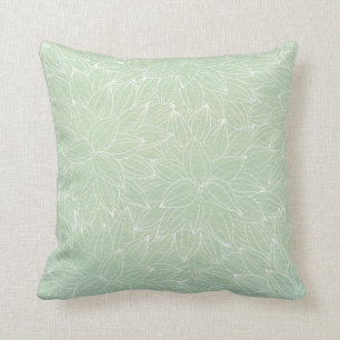 Soothing light green with white line-art cushion