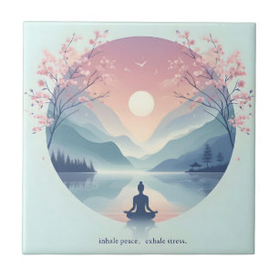 Soothing Nature Meditation Art Ceramic Tile