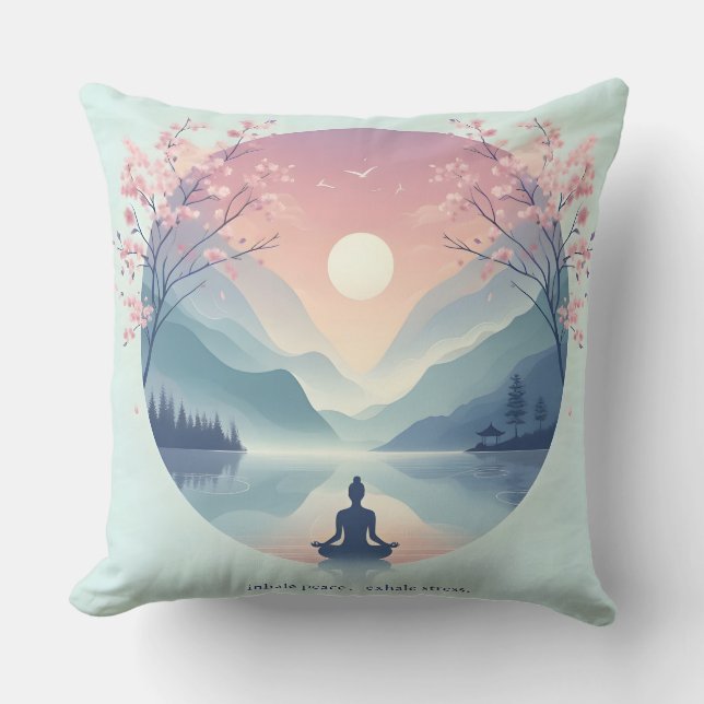 Soothing Nature Meditation Art Cushion (Front)