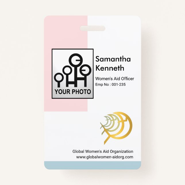 Soothing Pastel Columns Photo Template Women ID ID Badge (Front)