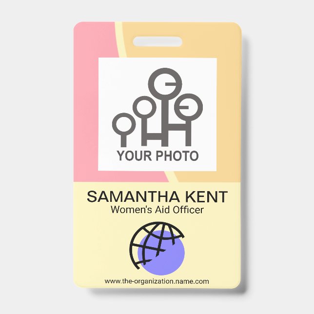 Soothing Pastel Waves Employee Photo ID Badge (Front)
