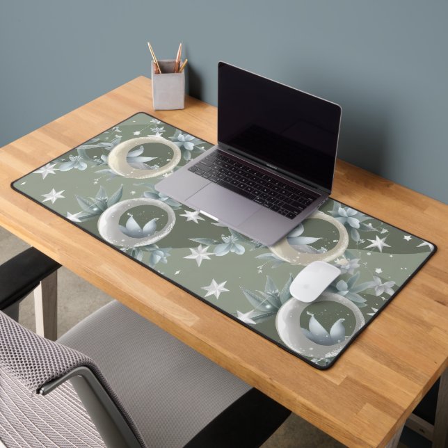 Soothing Sage Green Celestial Moon Desk Mat (Office 2)