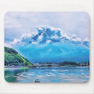 Soothing Watercolor Japanese Art Mouse Pad