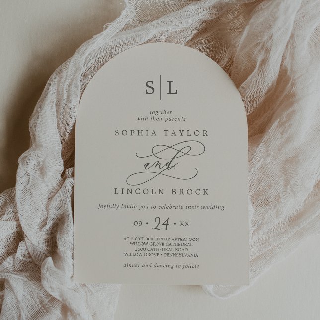 SOPHIA Arch Beige Minimal Chic Formal Wedding Invitation (SOPHIA Arch Beige Minimal Chic Formal Wedding Invitation)