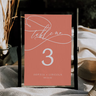 SOPHIA Bright Coral 5x7" Wedding Table Number