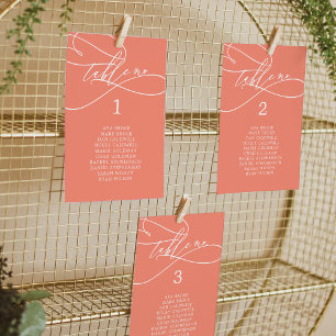 SOPHIA Bright Coral Wedding Seating Chart Card