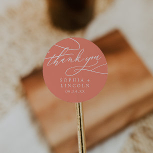 SOPHIA Bright Coral Wedding Thank You Sticker