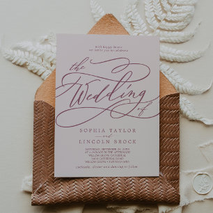 SOPHIA Burgundy Blush Classic Boho Elegant Wedding Invitation