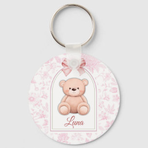Sophia Custom Pink Teddy Bear Nursery Design Key Ring