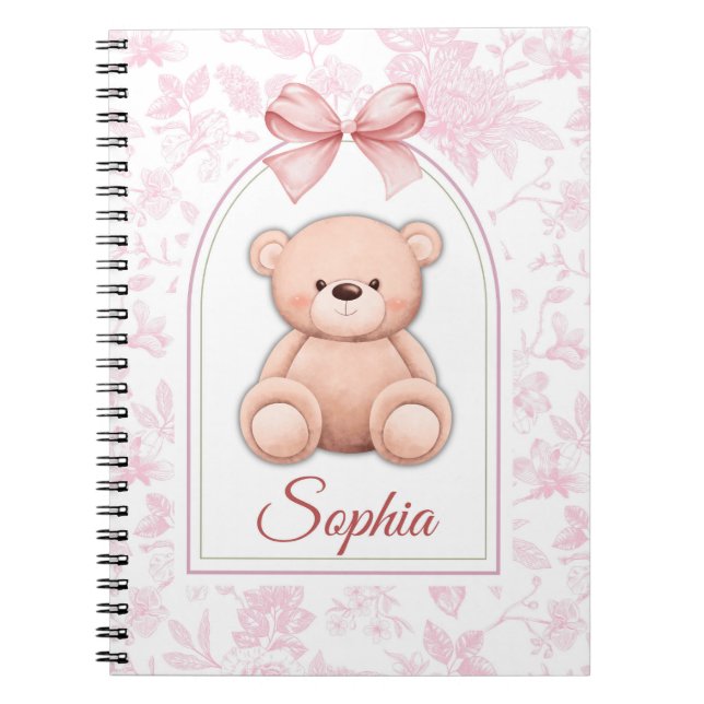 Sophia | Custom Pink Teddy Bear Nursery Design  Notebook (Front)