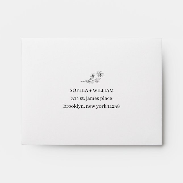 Sophia Elegant Wedding Self-Addressed RSVP Envelope (Front)