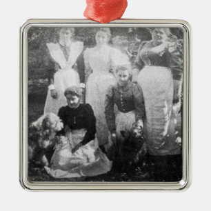 Sophia Farrell and maids, 1899 Metal Ornament
