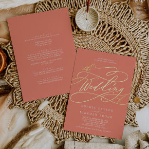 SOPHIA Gold Foil Bright Coral Summer Wedding