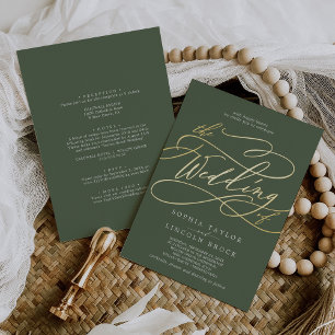 SOPHIA Gold Foil Woodland Olive Green Wedding