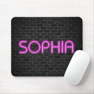 SOPHIA In Pink Neon Lights Mouse Pad