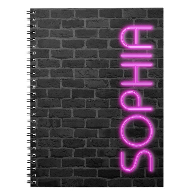 SOPHIA In PINK Neon Lights Notebook (Front)