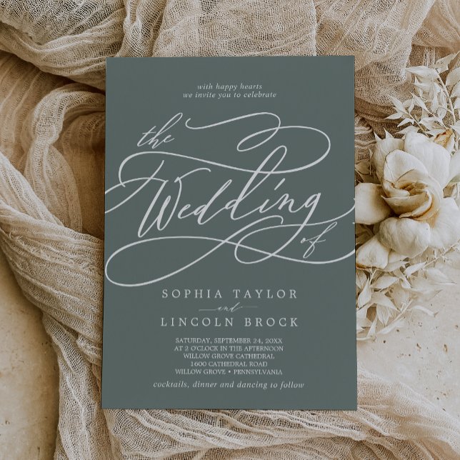 SOPHIA Modern Tropical Green Simple Sage Wedding Invitation (SOPHIA Modern Tropical Green Simple Sage Wedding Invitation)