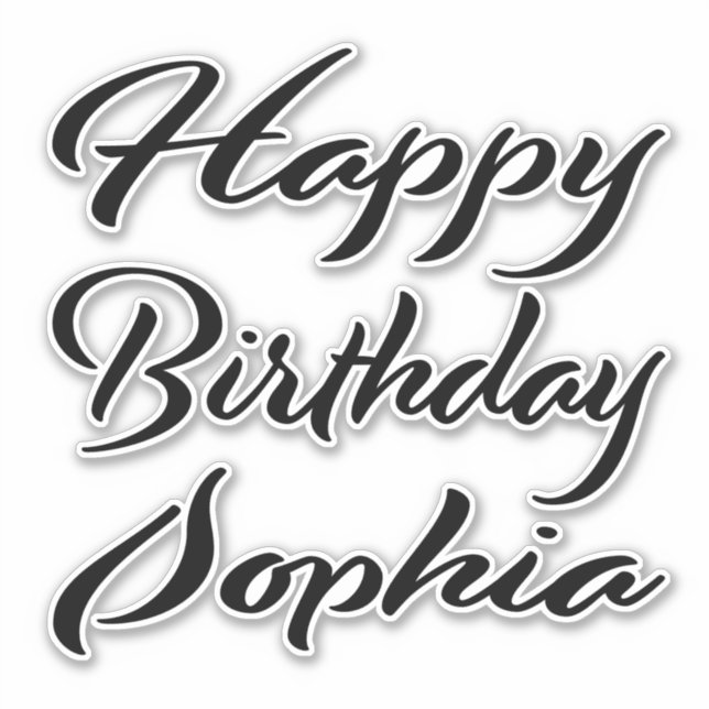 Sophia name first name black Sticker birthday (Front)