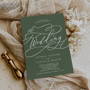 SOPHIA Olive Green Rustic Simple Modern Wedding Invitation