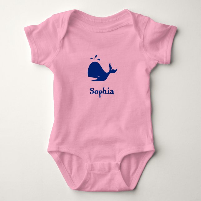 Sophia (pick name) : Whale Baby Bodysuit (Front)