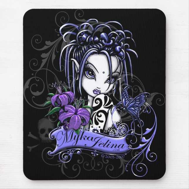Sophia Purple Lilly Gothic Tattoo Faery Butterfly Mouse Pad (Front)