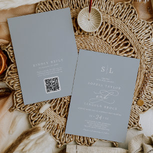 SOPHIA QR Code Coastal Blue All In One Wedding Invitation