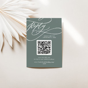 SOPHIA QR Code Tropical Green Destination Wedding RSVP Card