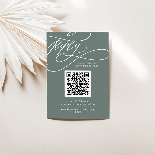 SOPHIA QR Code Tropical Green Destination Wedding RSVP Card (SOPHIA QR Code Tropical Green Destination Wedding RSVP Card)