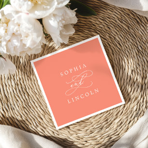 SOPHIA Romantic Bright Coral Summer Wedding Napkin