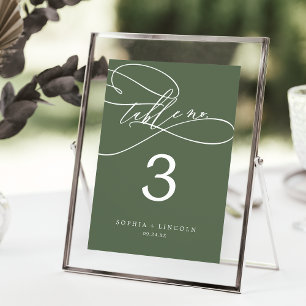 SOPHIA Rustic Olive Green 5x7 Wedding Table Number