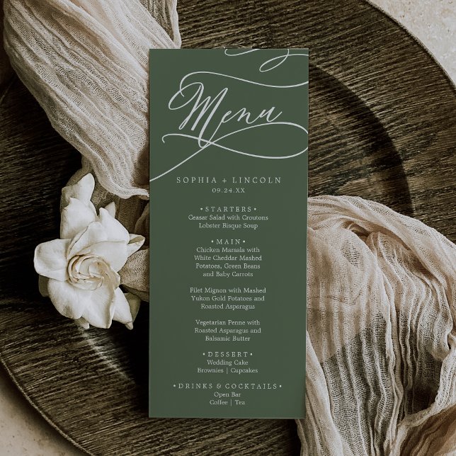 SOPHIA Rustic Woodland Olive Green Wedding Menu (SOPHIA Rustic Woodland Olive Green Wedding Menu)