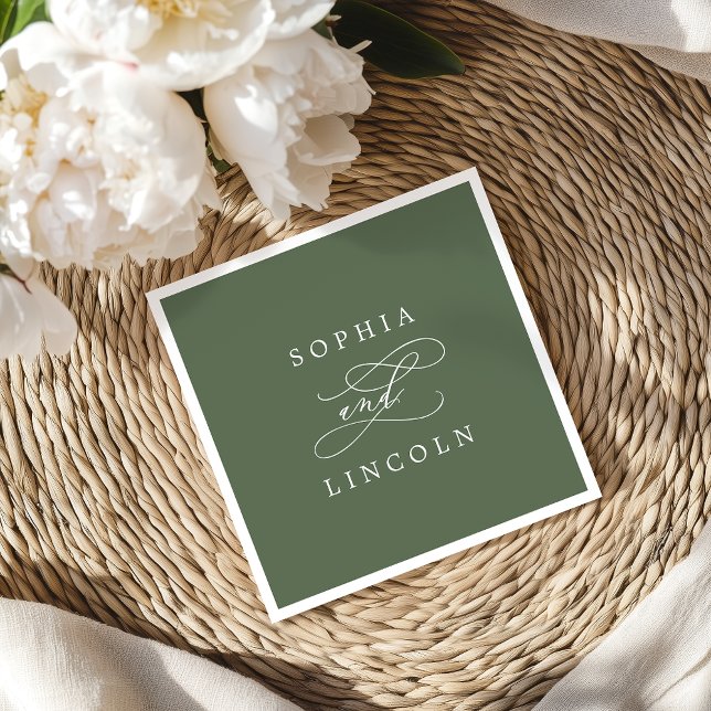 SOPHIA Rustic Woodland Olive Green Wedding Napkin (SOPHIA Rustic Woodland Olive Green Wedding Napkins)