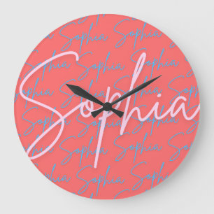 Sophia Signature Name Pattern Design Large Clock