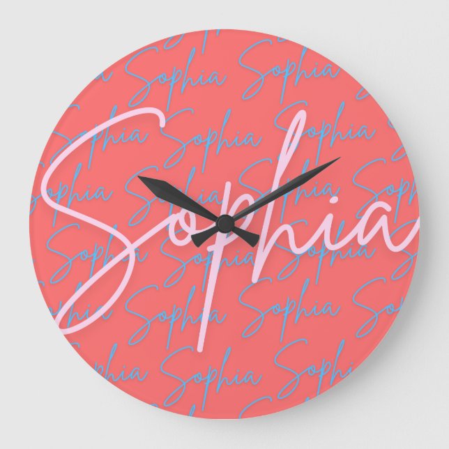Sophia Signature Name Pattern Design Large Clock (Front)
