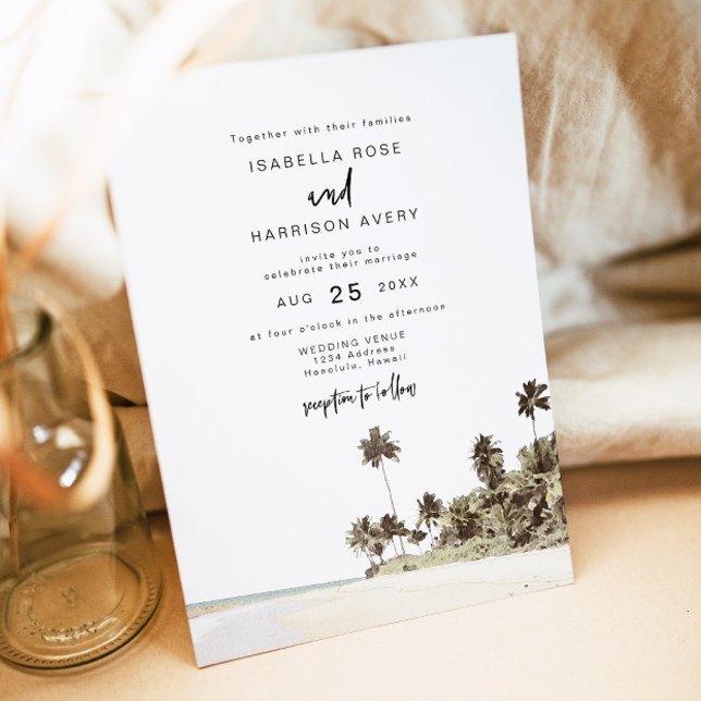 SOPHIA | Watercolor Beach Tropical Island Wedding Invitation (Creator Uploaded)