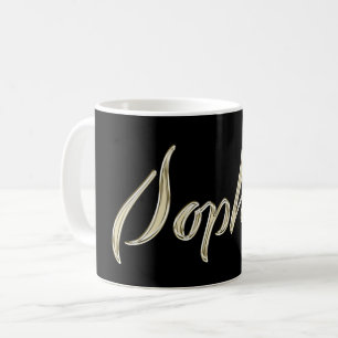 Sophia white hand writing cup coffee cup