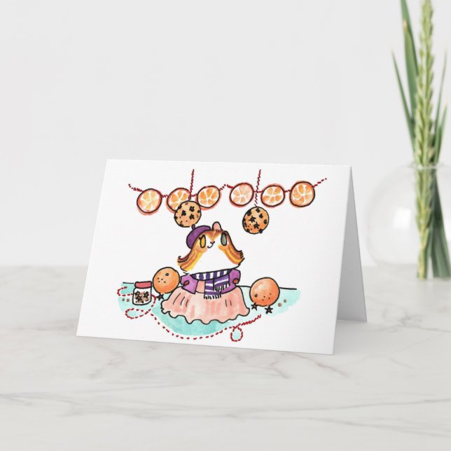 Sophie and the orange garland holiday card (Front)