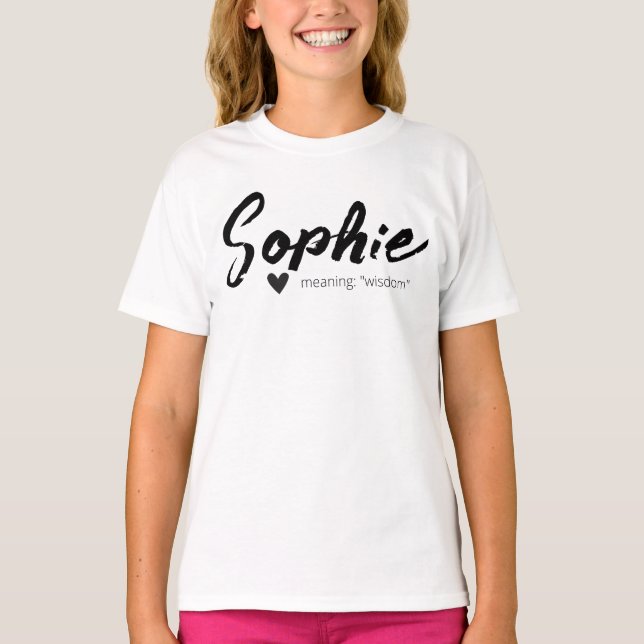 Sophie Name Meaning Minimal Modern Text Girls  T-Shirt (Front)