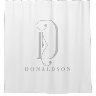 Sophisicated Grey with Elegant Monogram D Custom Shower Curtain