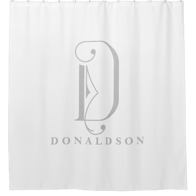 Sophisicated Grey with Elegant Monogram D Custom Shower Curtain (Front)