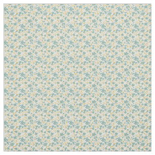 Sophisticated 1940s Dusty Teal and Mustard Floral  Fabric