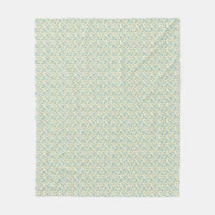 Sophisticated 1940s Dusty Teal and Mustard Floral Fleece Blanket